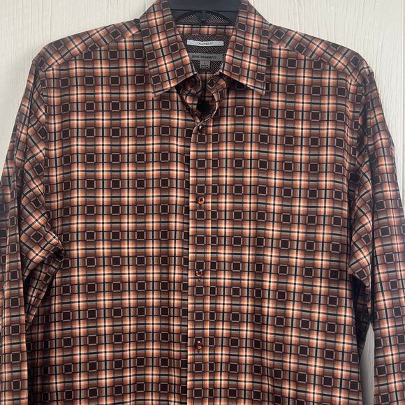 Johnston & Murphy shirt men’s Large tailored fit  geometric flip cuff button up - Picture 3 of 7